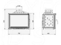 Șemineu încorporabil din fontă Oxford S