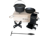 Set BBQ 6 piese din fontă cu sobă tip Rachetă.