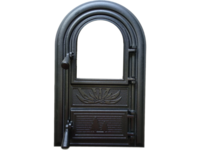 Ușă din fontă cu geam pentru șemineu sau sobă Vitrum negru